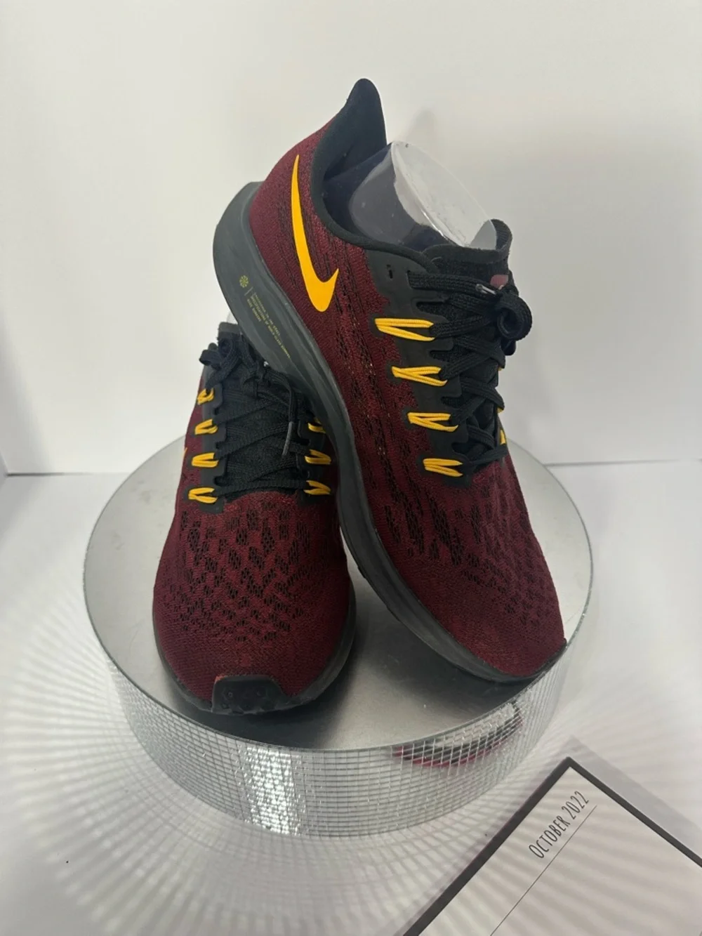 Nike Women's Burgundy and Black Athletic  8.5 with Yellow Accents  Pegasus
